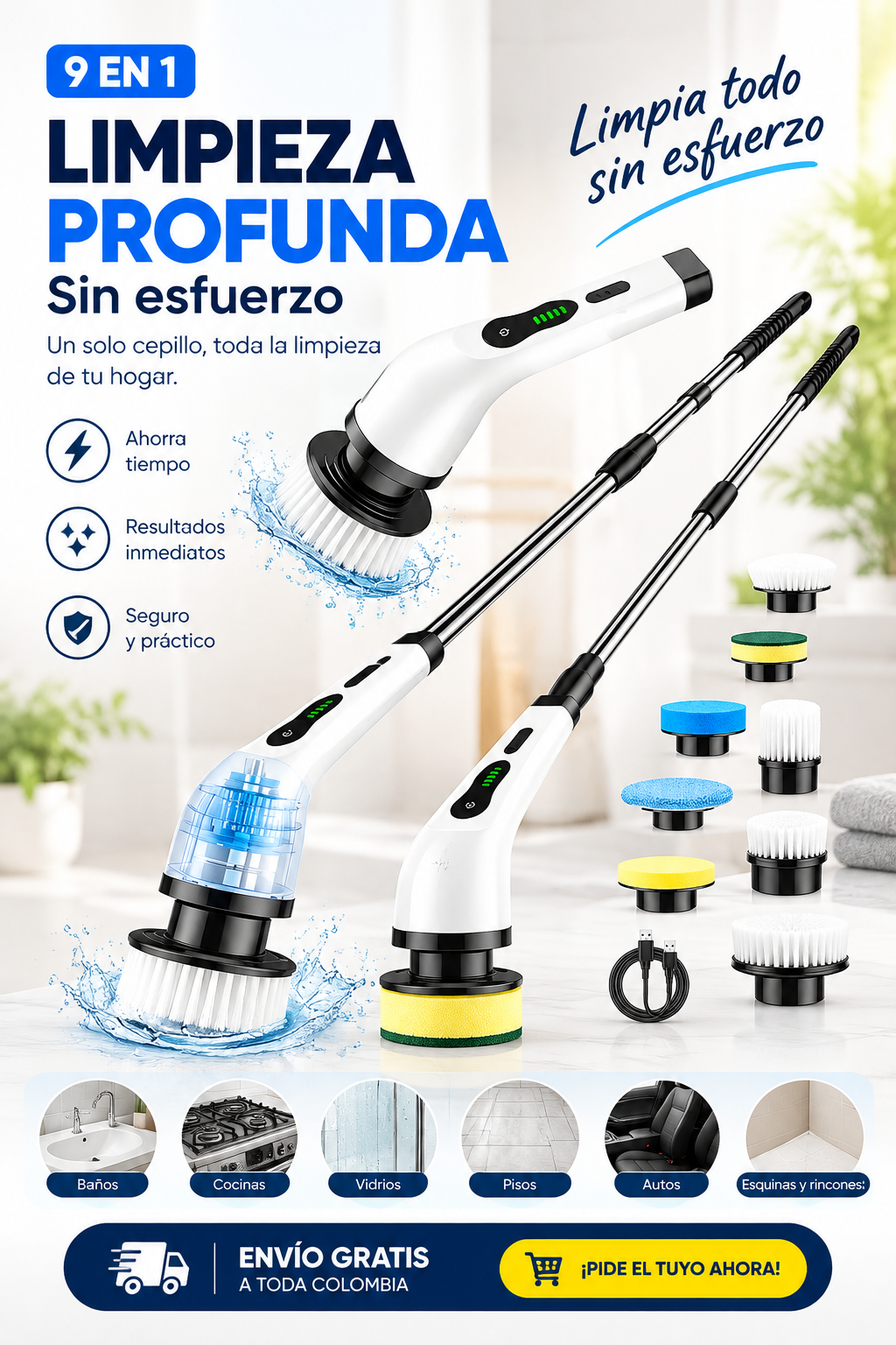 Cepillo Eléctrico de Limpieza 9 en 1